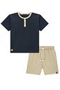 Conjunto de camiseta em meia malha e bermuda em cottton jeans com elastano 97189 LucBoo Infantil Menino