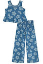 Conjunto de bata e calça em jeans 95069 Kukiê Infantil Menina