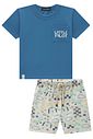 Conjunto de camisa em meia malha e bermuda em molecotton 94547 LucBoo Infantil Menino