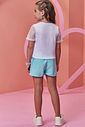 Conjunto de blusa em meia malha e tela fashion com shorts em nylon soft 99304 Infanti Infantil Menina