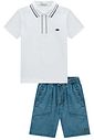 Conjunto de camisa polo em piquet com elastano e bermuda em jeans teca 99326 LucBoo Infantil Menino Conjunto de camisa polo em piquet com elastano e bermuda em jeans teca 99326 LucBoo Infantil Menino
