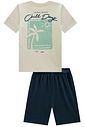 Conjunto de camiseta em meia malha e bermuda em molevisco com elastano 99550 LucBoo Infantil Menino