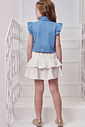 Conjunto de camisa em jeans e saia em sarja com elastano. Com short embutido 98868 Infanti Infantil Menina