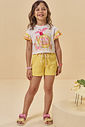 Conjunto de blusa em malha fresh e shorts em malha waffle 94799 Kukiê Infantil Menina Conjunto de blusa em malha fresh e shorts em malha waffle 94799 Kukiê Infantil Menina