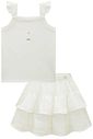 Conjunto de regata em canelado e saia em laise (com shorts embutido) 99609 Kukiê Infantil Menina Conjunto de regata em canelado e saia em laise (com shorts embutido) 99609 Kukiê Infantil Menina