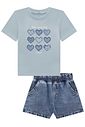 Conjunto de blusa em meia malha e shorts em jeans wishita 99350 Lilimoon Teen Menina