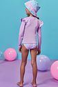 Conjunto de blusa, calcinha e bucket em malha com proteção UV50+ 99347 Kukiê Infantil Menina