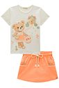 Conjunto de blusa em cotton com short saia em canelado liz 98129 Infanti Infantil Menina