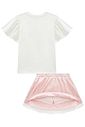 Conjunto de blusa em cotton e saia em tule paetê. Com shorts embutido 95863 Infanti Infantil Menina
