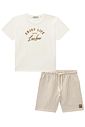 Conjunto de camiseta em meia malha e bermuda em moletom linho sem pelúcia 96396 LucBoo Infantil Menino Conjunto de camiseta em meia malha e bermuda em moletom linho sem pelúcia 96396 LucBoo Infantil Menino