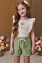 Conjunto de blusa em linho deluxe e shorts em linho com elastano 98552 Infanti Infantil Menina Conjunto de blusa em linho deluxe e shorts em linho com elastano 98552 Infanti Infantil Menina