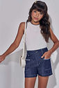 Conjunto de regata em canelado liz e shorts em jeans leve com elastano 98242 Vic Teen Menina Conjunto de regata em canelado liz e shorts em jeans leve com elastano 98242 Vic Teen Menina