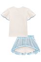 Conjunto de blusa em canelado e tricoline e saia em tecido listrado. Com shorts embutido 98361 Infanti Infantil Menina Conjunto de blusa em canelado e tricoline e saia em tecido listrado. Com shorts embutido 98361 Infanti Infantil Menina