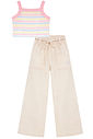 Conjunto de top cropped em canelado e calça em sarja com elastano 97129 Kukiê Infantil Menina