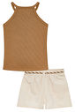 Conjunto de regata em soft line e shorts em linho santorini com elastano 94802 Kukiê Infantil Menina