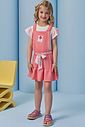 Conjunto de blusa em meia malha e salopete em malha enrugada 95386 Infanti Infantil Menina