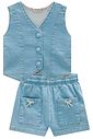 Conjunto de colete e shorts em jeans com elastano 93234 Infanti Infantil Menina Conjunto de colete e shorts em jeans com elastano 93234 Infanti Infantil Menina