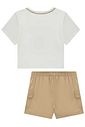 Conjunto de blusa em meia malha e shorts em sarja com elastano 95924 Vic Teen Menina Conjunto de blusa em meia malha e shorts em sarja com elastano 95924 Vic Teen Menina