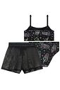Trio de biquíni em malha UV dry com proteção UV 50+ e shorts em tela glamour 99537 Lilimoon Teen Menina
