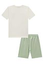 Conjunto de camiseta em meia malha e bermuda em malha alfaiataria 96644 LucBoo Infantil Menino