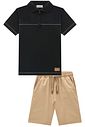 Conjunto de camisa polo em meia malha e bermuda em sarja girassol com elastano 96998 LucBoo Infantil Menino Conjunto de camisa polo em meia malha e bermuda em sarja girassol com elastano 96998 LucBoo Infantil Menino