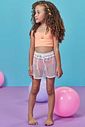 Trio de biquíni em malha com proteção UV50+ e short saída de praia em tela fashion 99117 Kukiê Infantil Menina Trio de biquíni em malha com proteção UV50+ e short saída de praia em tela fashion 99117 Kukiê Infantil Menina