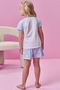 Conjunto de pijama de blusa e shorts em meia malha 94280 Kukiê Infantil Menina