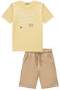 Conjunto de camiseta em meia malha e bermuda em sarja girassol com elastano 97186 LucBoo Infantil Menino Conjunto de camiseta em meia malha e bermuda em sarja girassol com elastano 97186 LucBoo Infantil Menino