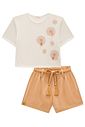 Conjunto de blusa over em malha fresh com shorts em viscose 98117 Infanti Infantil Menina