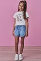 Conjunto de blusa em meia malha e shorts em jeans 99227 Vic Teen Menina Conjunto de blusa em meia malha e shorts em jeans 99227 Vic Teen Menina