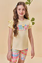 Conjunto de blusa em meia malha e bermuda biker em malha power 94807 Kukiê Infantil Menina
