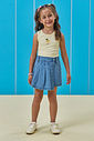 Conjunto de regata em cotton fio tinto e short saia em jeans 95346 Kukiê Infantil Menina Conjunto de regata em cotton fio tinto e short saia em jeans 95346 Kukiê Infantil Menina