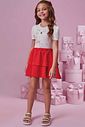 Conjunto de blusa em cotton e saia em crepe textura (com shorts embutido) 99440 Kukiê Infantil Menina Conjunto de blusa em cotton e saia em crepe textura (com shorts embutido) 99440 Kukiê Infantil Menina