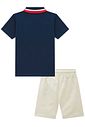 Conjunto de camisa polo em meia malha e bermuda em linho santorine com elastano 95477 LucBoo Infantil Menino Conjunto de camisa polo em meia malha e bermuda em linho santorine com elastano 95477 LucBoo Infantil Menino