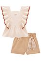 Conjunto de bata em linho deluxe e shorts em linho santorini com elastano 98310 Kukiê Infantil Menina Conjunto de bata em linho deluxe e shorts em linho santorini com elastano 98310 Kukiê Infantil Menina