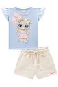 Conjunto de blusa em meia malha com shorts em moletom sem pelúcia 94662 Infanti Infantil Menina Conjunto de blusa em meia malha com shorts em moletom sem pelúcia 94662 Infanti Infantil Menina