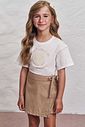 Conjunto de blusa em meia malha e short saia em linho santorine com elastano 98822 Infanti Infantil Menina