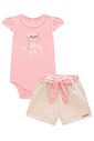 Conjunto de body em suedine com shorts em moletom sem pelúcia 99187 Infanti Bebê Menina Conjunto de body em suedine com shorts em moletom sem pelúcia 99187 Infanti Bebê Menina