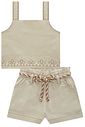 Conjunto de blusa e shorts em sarja com elastano 98067 Kukiê Infantil Menina