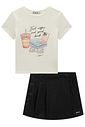 Conjunto de blusa em cotton e short saia em tecido plano viscose sense 98686 Lilimoon Teen Menina Conjunto de blusa em cotton e short saia em tecido plano viscose sense 98686 Lilimoon Teen Menina