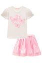Conjunto de blusa em cotton e saia em tule glitter (com shorts embutido) 98839 Kukiê Infantil Menina Conjunto de blusa em cotton e saia em tule glitter (com shorts embutido) 98839 Kukiê Infantil Menina