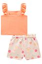 Conjunto de blusa em canelado e shorts em moletom linho 97997 Kukiê Infantil Menina Conjunto de blusa em canelado e shorts em moletom linho 97997 Kukiê Infantil Menina