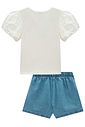 Blusa em cotton e tricoline e short saia em jeans 98795 Infanti Infantil Menina Blusa em cotton e tricoline e short saia em jeans 98795 Infanti Infantil Menina