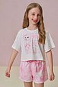 Conjunto de pijama de blusa em malha fresh com shorts em malha comfy 96036 Infanti Infantil Menina