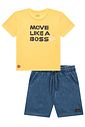 Conjunto de camiseta em meia malha e bermuda em jeans teca com elastano 95439 Johnny Fox Teen Menino Conjunto de camiseta em meia malha e bermuda em jeans teca com elastano 95439 Johnny Fox Teen Menino
