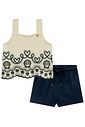 Conjunto de bata em cotton e shorts em sarja com elastano 21736 Infanti Infantil Menina Conjunto de bata em cotton e shorts em sarja com elastano 21736 Infanti Infantil Menina