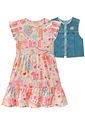 Vestido em malha fresh e colete em jeans arkansas 98602 Kukiê Infantil Menina Vestido em malha fresh e colete em jeans arkansas 98602 Kukiê Infantil Menina