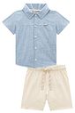 Conjunto de camisa em verano chambray e bermuda em linho santorine com elastano 95172 Johnny Fox Teen Menino Conjunto de camisa em verano chambray e bermuda em linho santorine com elastano 95172 Johnny Fox Teen Menino