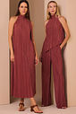 Vestido em Tecido Acetinado com Efeito Plissado 98143 Linzzi