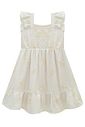 Vestido em linho bordado folhas 98535 Infanti Infantil Menina